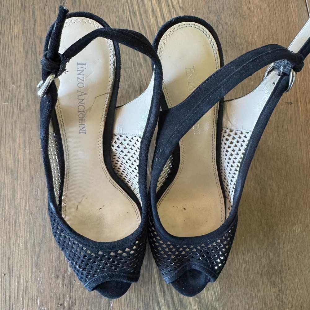 Enzo Angiolini Black Peep-Toe Women's Shoes